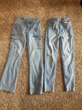 NWOT Set Wallflower Light Blue Kids Cargo & Skinny Jeans - Two Pack size 10/12